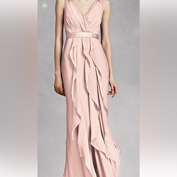 Vera Wang Dresses & Skirts - Vera Wang Pink Asymmetrical Ruffled Maxi Gown